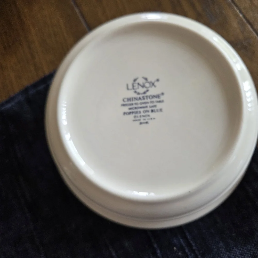 Lenox Chinastone Poppies On Blue Set Of 2 Soup/Cereal Bowls